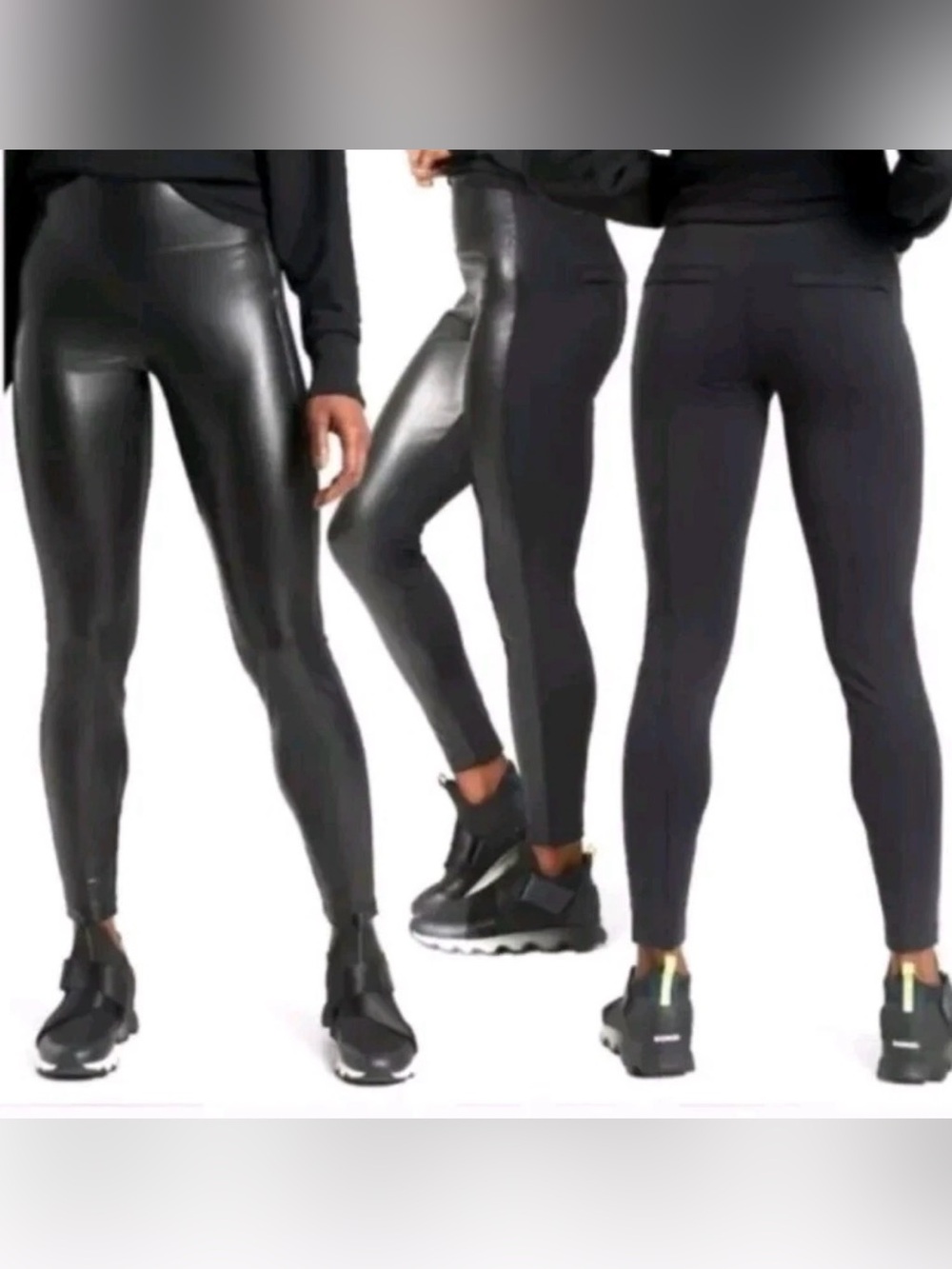 Athleta Delancey Shine Tight Black Faux Leather Front SZ S